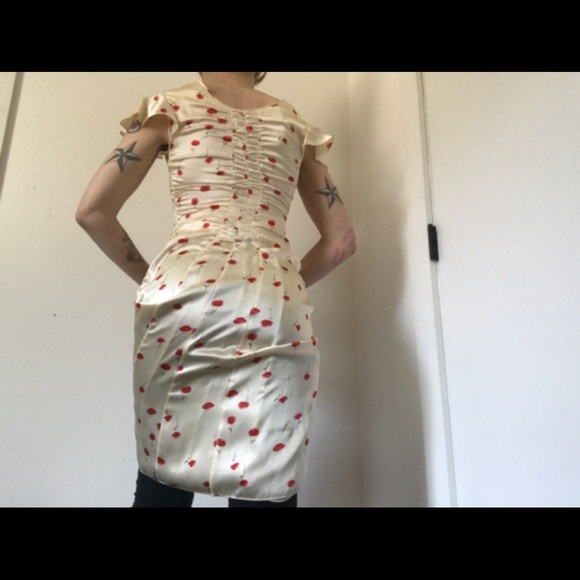 Moda International Vintage Silk Ivory/Floral Dress - Picture 3 of 16